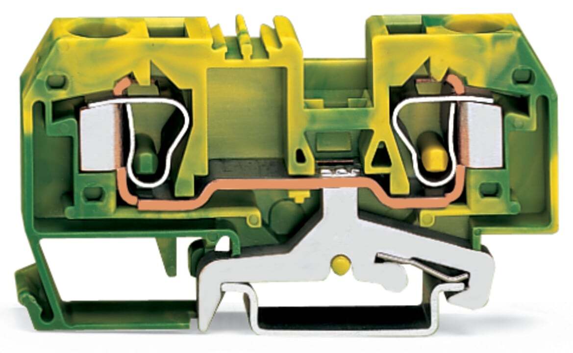 2-conductor ground terminal block; 10 mm; center marking; for DIN-rail 35 x 15 and 35 x 7.5; CAGE CLAMP; 10,00 mm; green-yellow