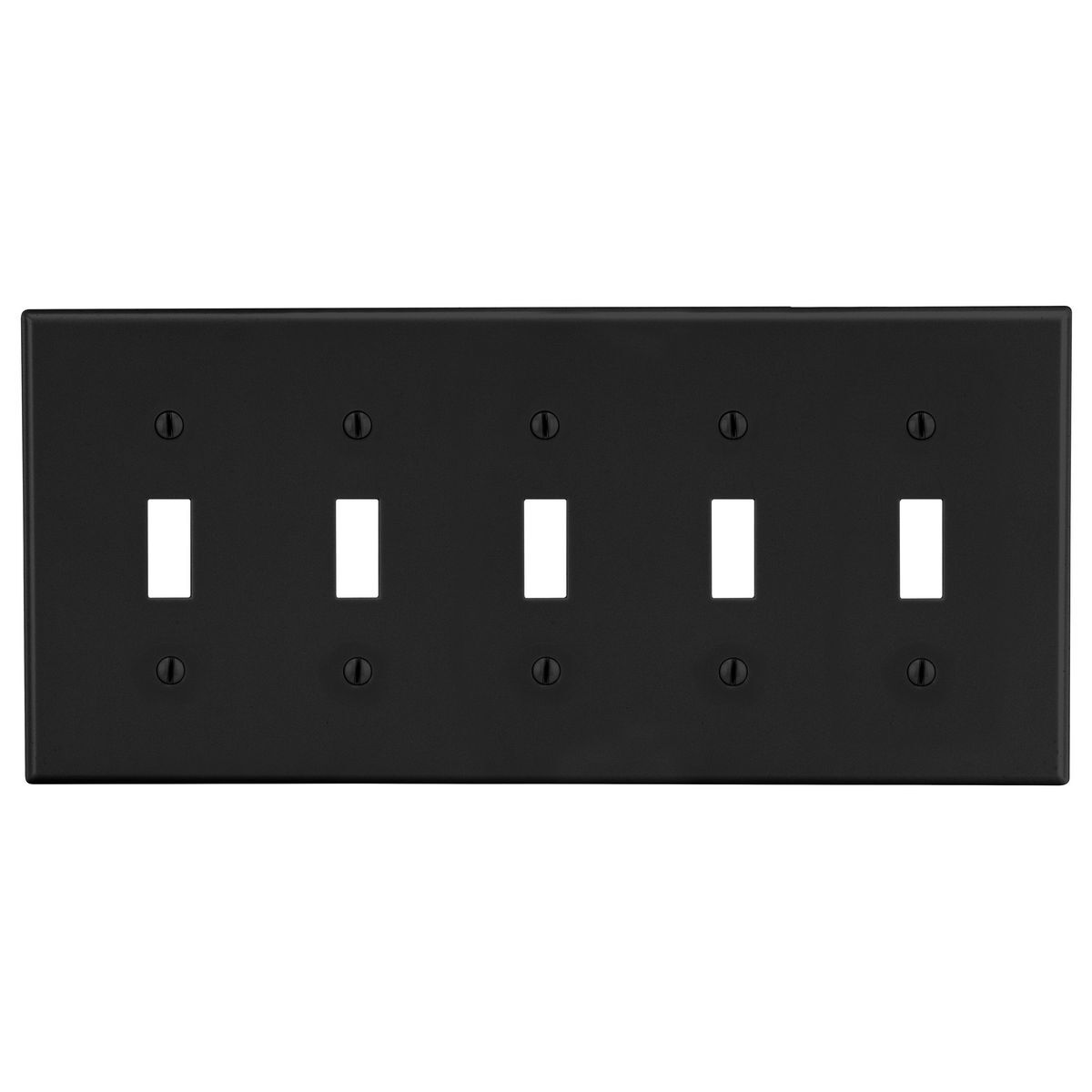 Wallplate, 5-Gang, 5) Toggle,  Black