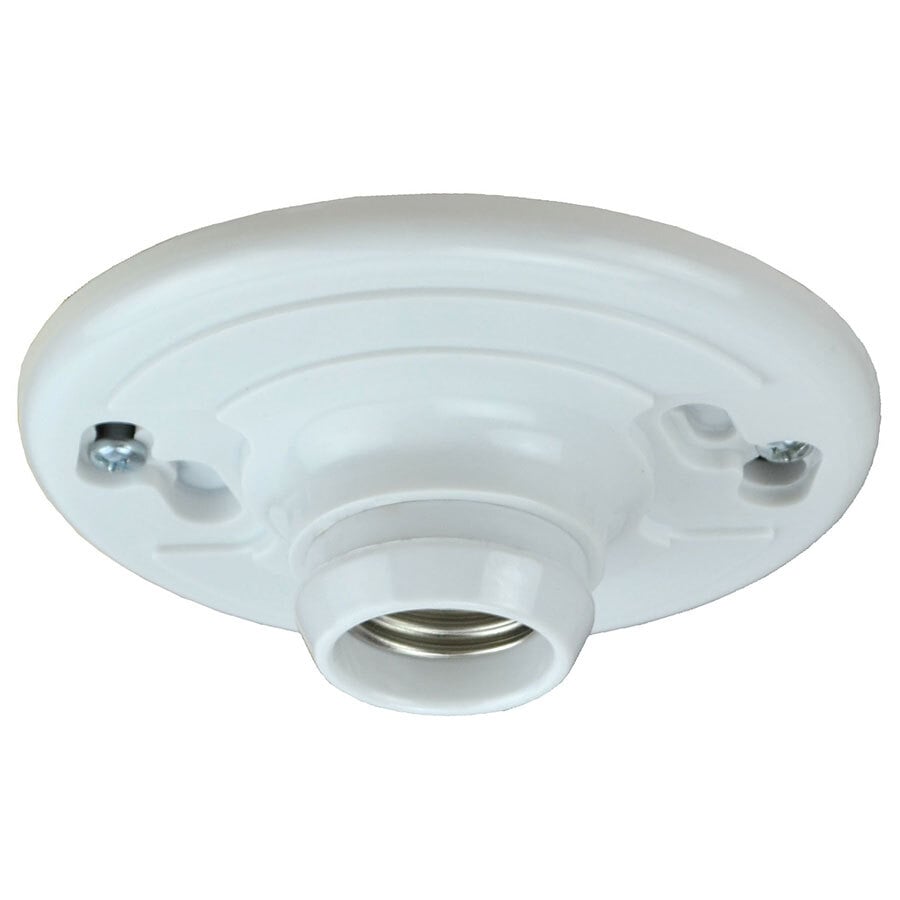 Keyless Incandescent Lampholder; 250 Volt, 660 Watt, Medium Base, Box Mount, White, 2 Screw Mounting, 1-1/2in Height, 4-9/16in Width,
