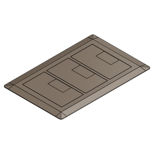 Three Gang Floor Box Cover, Width 7.13 Inches x Length 11.50 Inches, Brown, Non-Metallic, Carpet Flange Included