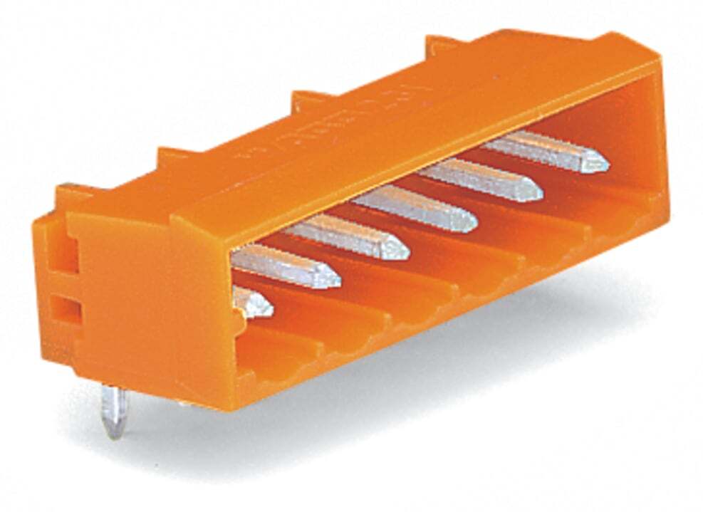 THT male header; 1.0 x 1.0 mm solder pin; angled; Pin spacing 5.08 mm; 12-pole; orange