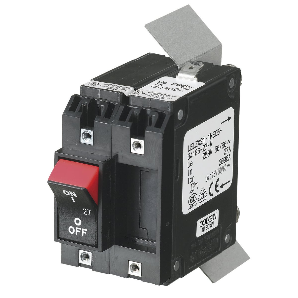 Power Protection Product, GFCI Circuit Breakers, Industrial, Double Pole, 40A, 240V AC, GFCI Circuit Breaker Sensing Modules, 4-6 mA Trip Level, Black.