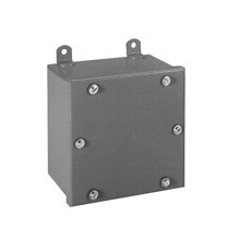 Type 3/3R junction boxes, 6" height, 6" length, 6" width, NEMA 3 and 12, Screw cover, WPSC enclosure, Surface mounted, Small single door, External mounting feet, Carbon steel, Oil-resistant gasket, gasketed screws