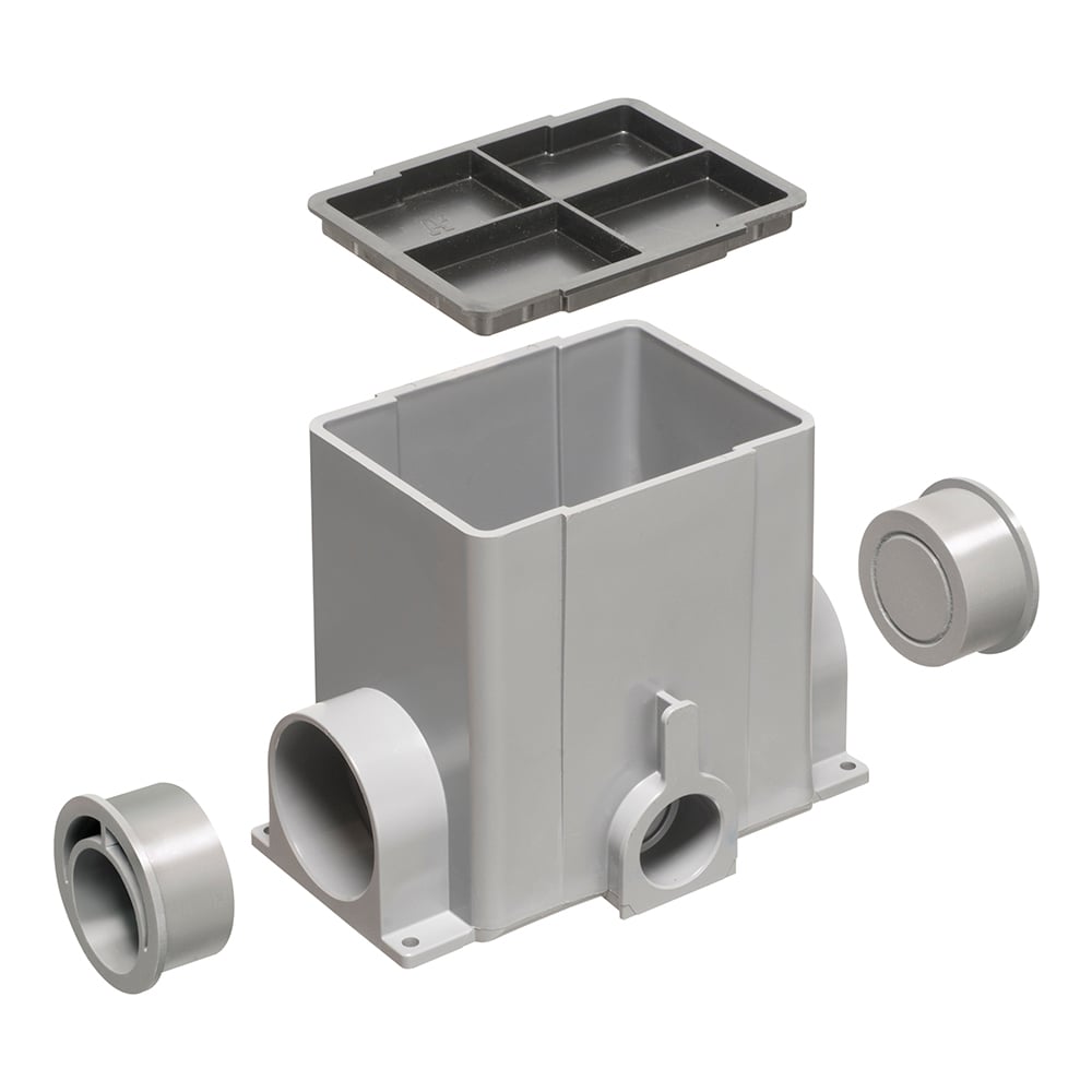 For versatile and economical floor box installs in concrete, use Arlington's gangable box kits. The rectangular non-metallic single gang box can be connected together to build a two or three gang box easily. Comes with two 2" plugs and a mud cover.