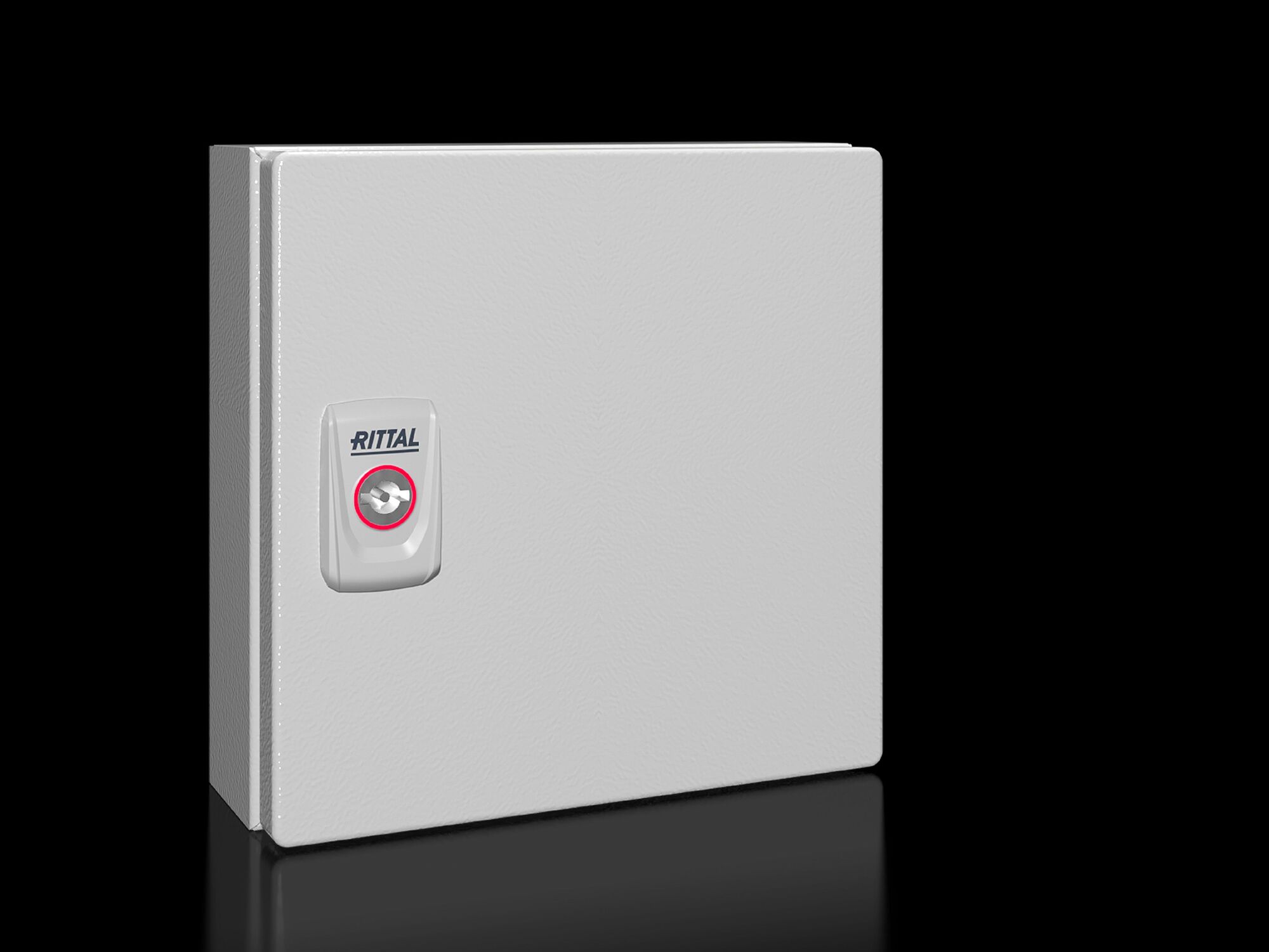 KX E-Box, WHD: 200x200x80 mm, carbon steel, with mounting plate, with door