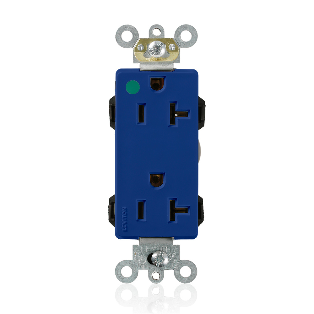 20 Amp, 125 Volt, Modular Receptacle, Decora Plus, Hospital Grade, Blue