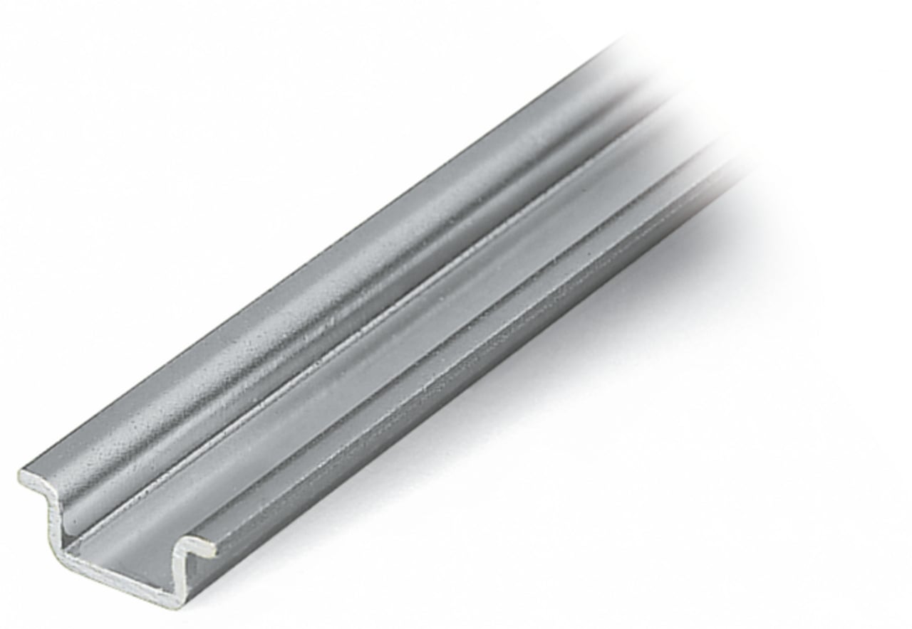 Steel carrier rail; 15 x 5.5 mm; 1 mm thick; 2 m long; unslotted; according to EN 60715; silver-colored