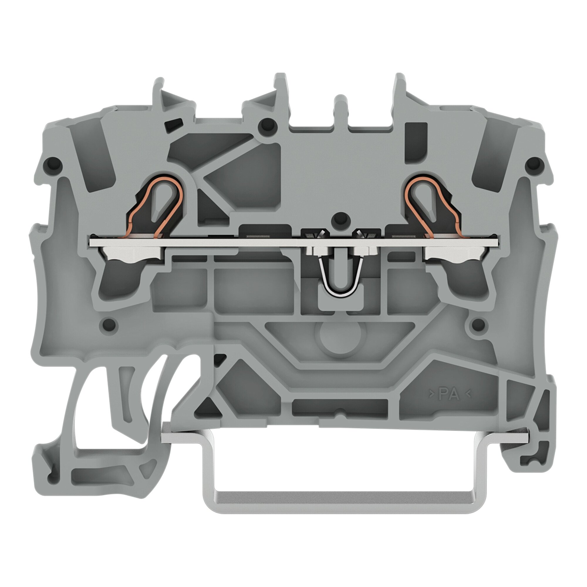 2-conductor through terminal block; 1.5 mm; suitable for Ex e II applications; side and center marking; for DIN-rail 35 x 15 and 35 x 7.5; Push-in CAGE CLAMP; 1,50 mm; gray
