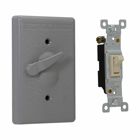 Eaton Crouse-Hinds series weatherproof toggle switch cover device combination, Bronze, Die cast aluminum, Vertical, Single-gang, Toggle switch cover with SP 125V 15A switch