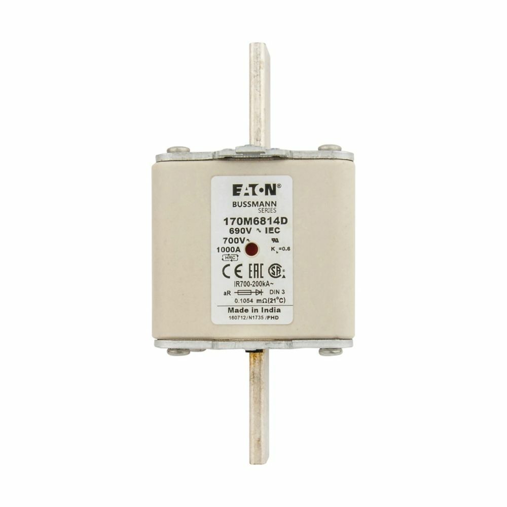 Fuse-link, high speed, 1000 A, AC 690 V, DIN 3, aR, DIN, IEC, dual indicator, live gripping lugs