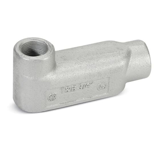 3/4 Inch Series 35 Unipak Type LB Conduit Body, Cover and Gasket, Body Material and Finish Malleable Iron Zinc Plated with Aluminum, Acrylic Coating, Cover Material and Finish Stamped Steel Zinc Plated, Gasket Material Neoprene