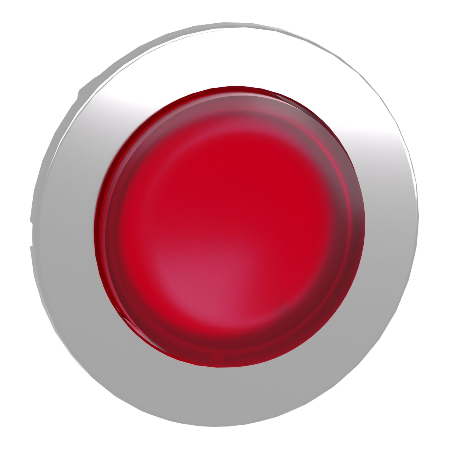 ZB4FW143 Harmony Flush Mount Illuminated Pushbutton Head, 1.2 in, Round Shape, Chromium Plated Metal, Red