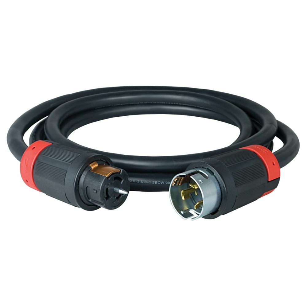 Eaton Rhinobox GFCI, Pro-Grip California Style Extension Cord, 50A, Black, 100 ft, Pro grip, Nylon, 6/4 felxible UL extension cord, California style, 125/250 Vac