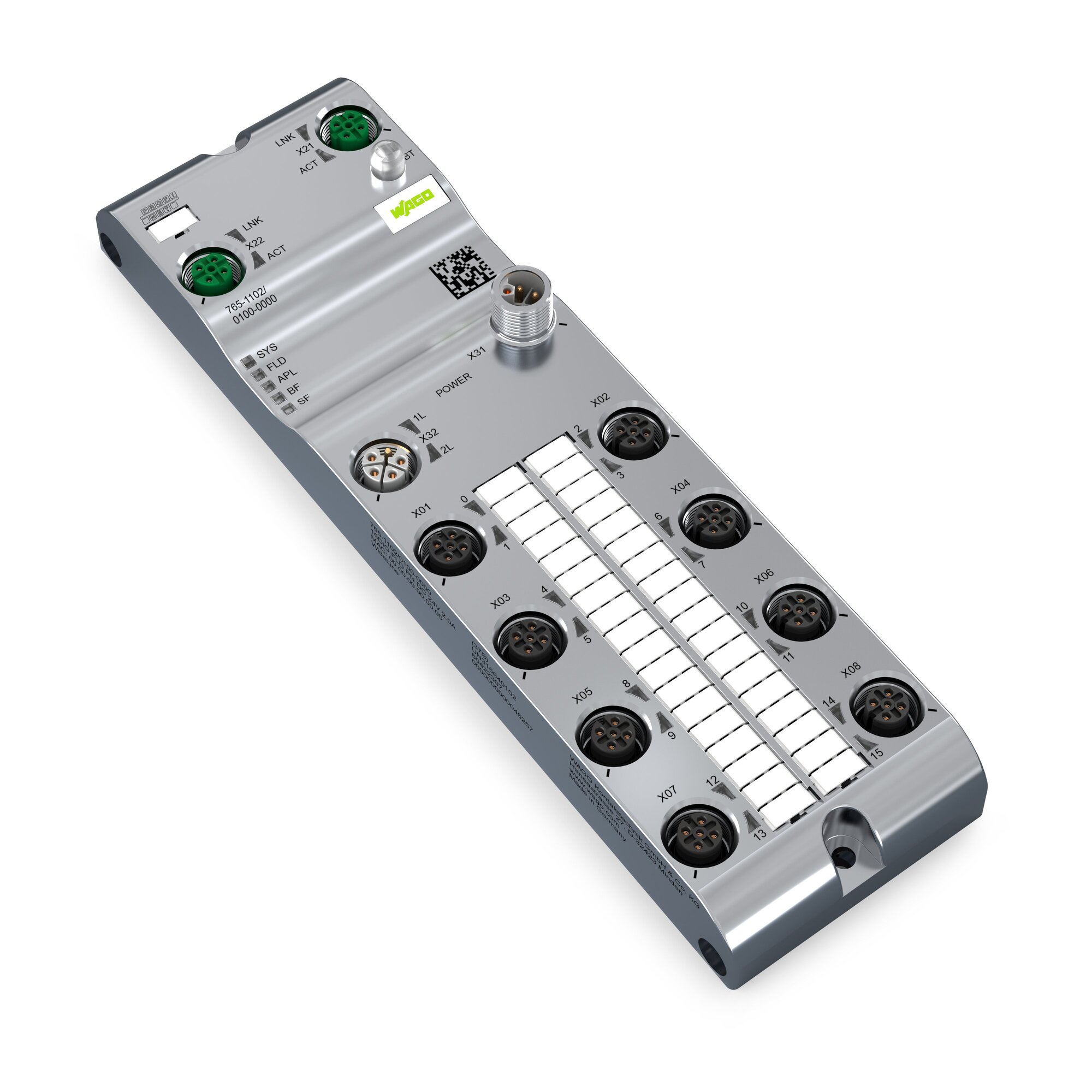 16-channel digital input/output; EtherNet/IP; DC 24 V / 2.0 A; 8xM12 connection; WideLine