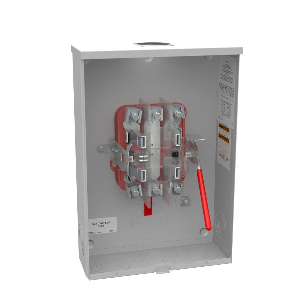 U4801-O-5T9 Single Position Meter Socket, 200 Amp, 1 Phase, Ringless, Lever, 5 Term, OH, UG, 600V, 9 Oclock 5th Term