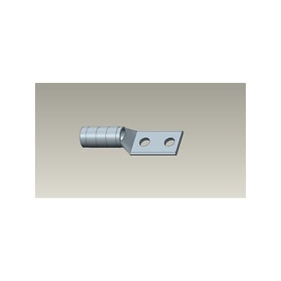 Copper Two-Hole Lug, Long Barrel, Peep Hole, Max 35kV, Wire Size 400 kcmil, 1/2 Inch Bolt Size, 1-3/4 Inch Hole Spacing, Tin Plated, Die Code 76, Die Color Code Blue