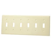 6-Gang Toggle Device Switch Wallplate, Thermoplastic Nylon, Device Mount, Ivory