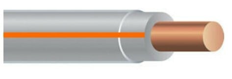 THHN Wire, 12 AWG, Gray/Orange, Solid, Copper Conductor, 2500 Foot Reel
