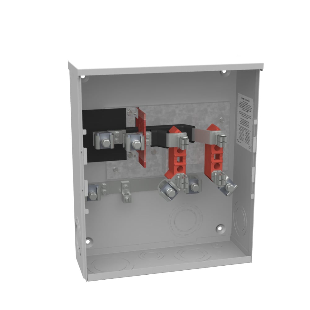 U2671-O Single Position Meter Socket, 200 Amp, 1 Phase, Ringless, No Bypass, 4 Term, UG with Side Wireway, 600V, Side Bussed, External Hex