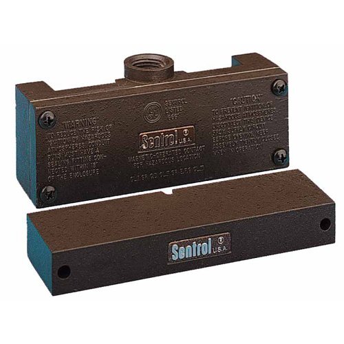 High Security Magnetic Contact, 0.25A, 3VA/W, SPDT, explosionproof triple-biased #6 screw terminal, 3/16 to 5/8" gap, Brown