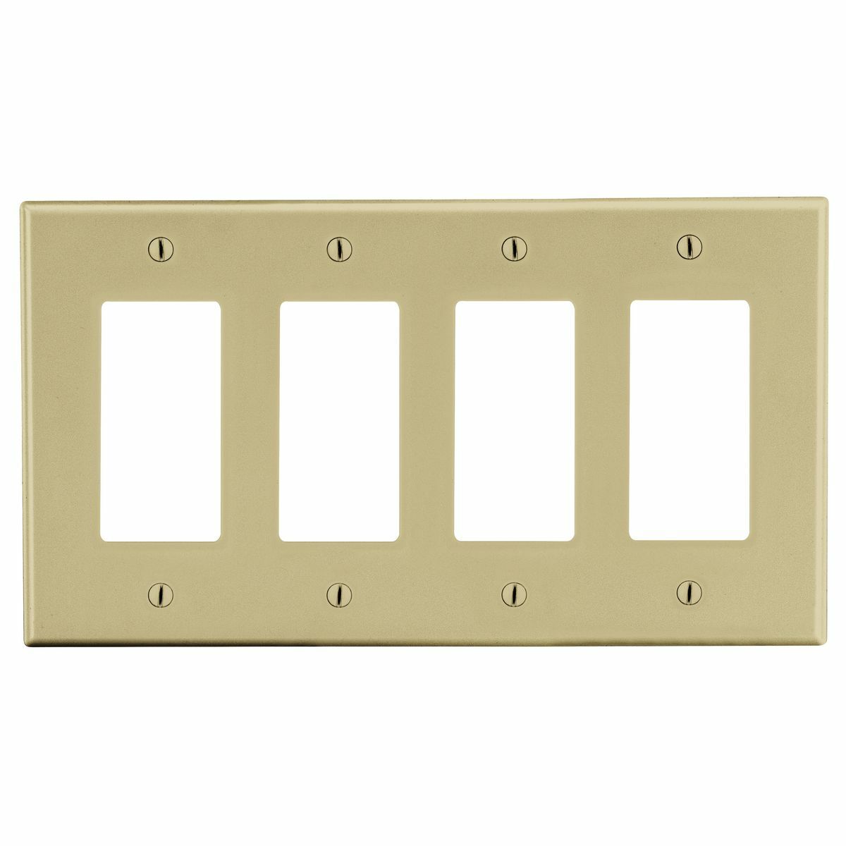 Hubbell Wiring Device Kellems, Wallplates and Box Covers, Wallplate,Non-Metallic, 4-Gang, 4) Decorator, Ivory