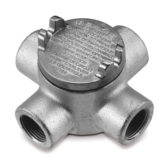 1 Inch GUAX Hazardous Location Conduit Outlet Box, Box Ductile Iron Zinc Plated, Cover Die Cast Aluminum, 23.3 Cubic Inch