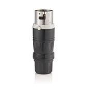 50-Amp, 125/250V AC, Non-NEMA, 3P, 4W, Black and White Locking Plug, Grounding, California-Style-CS, Screwless Cable Clamp, Black