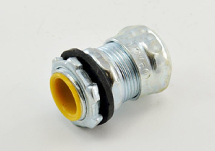 Connector, Compression, Steel, Insulated Throat - 105 Degree C, Size 1/2 Inch