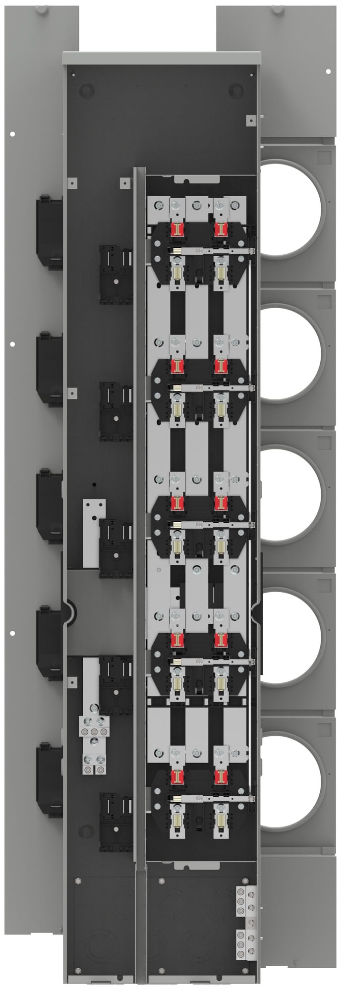WMM52125J Residential Meter Stack, 3 Phase 4 Wire Incoming, 1 Phase 3 Wire Outgoing, 5 Meter Position per Stack 125 Amp, max Tenant Breaker, Outdoor
