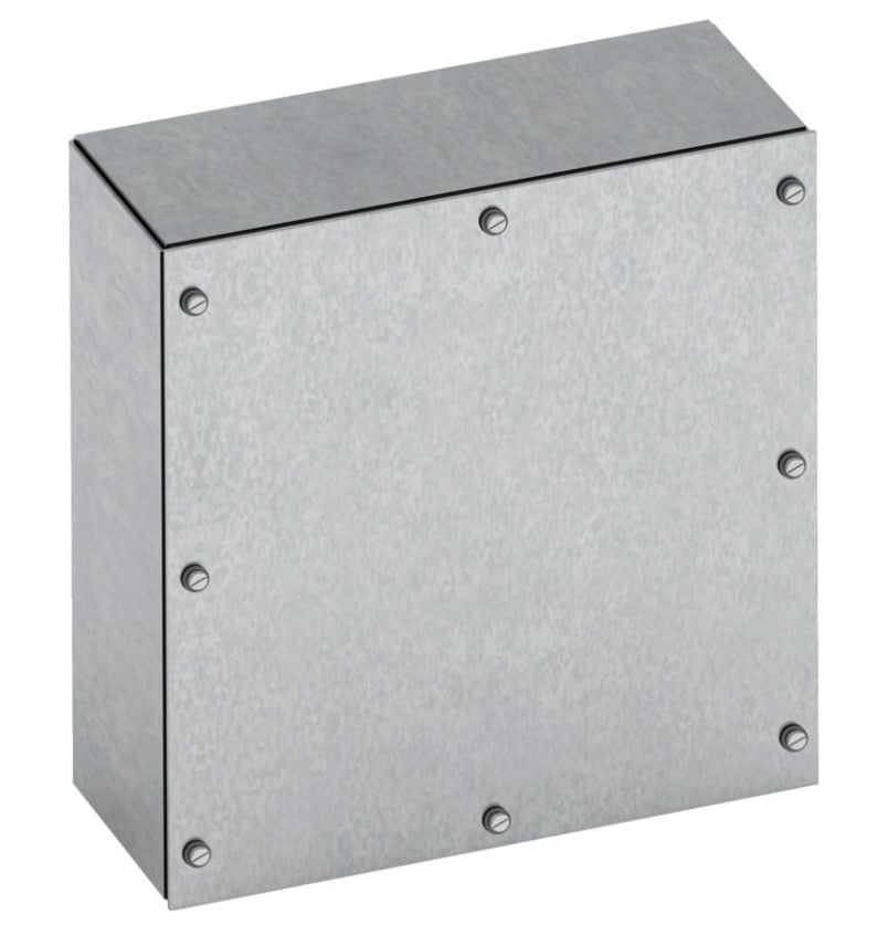 Type 3/3R junction boxes, 8" height, 4" length, 8" width, NEMA 3 and 12, Screw cover, SCG enclosure, Surface mounted, Small single door, No mounting provisions, Galvanized steel, Oil-resistant gasket, gasketed screws
