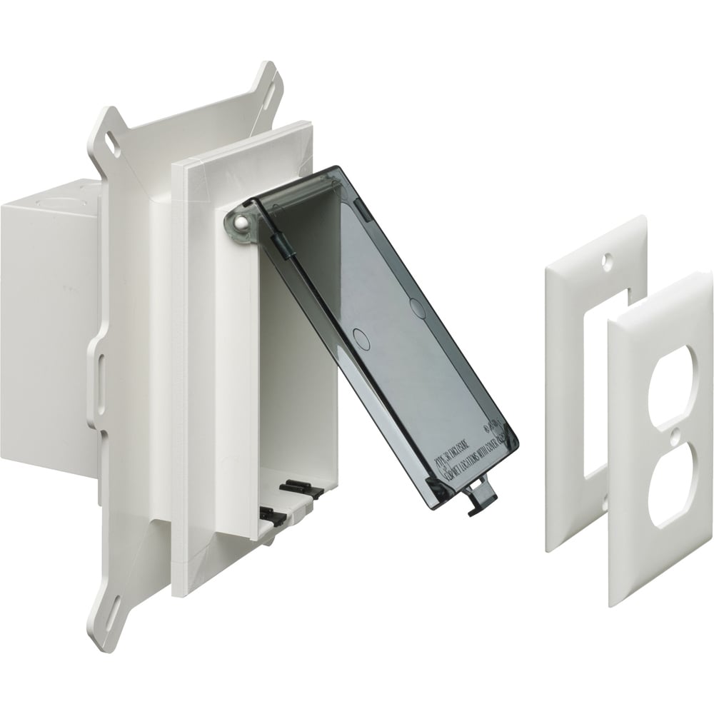 Low profile Inbox for new vinyl siding construction. Vertical with weatherproof while in use Extra Duty clear cover.