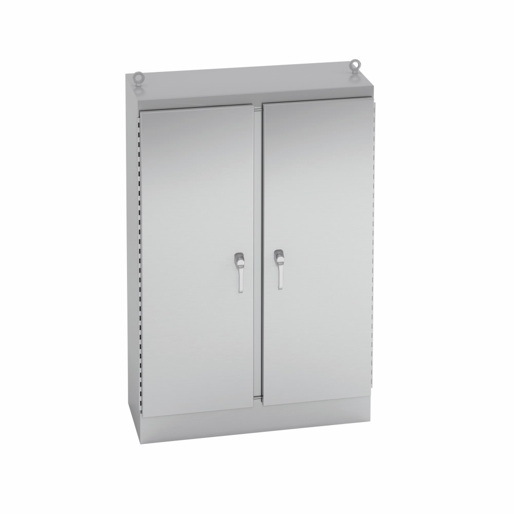 Eaton B-Line series ground mounted panel enclosure, 72" height, 24" length, 60" width, NEMA 4X, Hinged cover, 4XSFSD3PT enclosure, Ground mount, Large double door, No mounting provisions, 304 stainless, Seamless poured in-place gasket