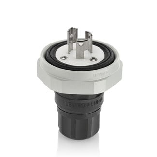15 Amp, 125 Volt, NEMA L5-15P, 2P, 3W, Plug, Locking, Industrial Grade, Grounding, Rhino-Hide - BLACK