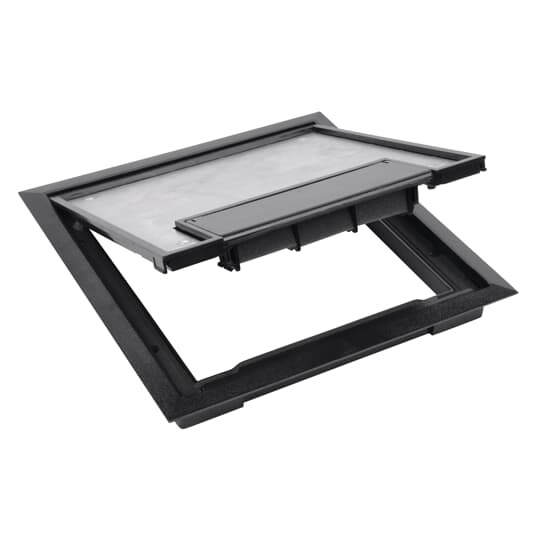 Cover for Ultra-Shallow Recessed Service Floor Box, 11.63 Inches Square, .125 Inch Flange, Black, Die Cast Zinc
