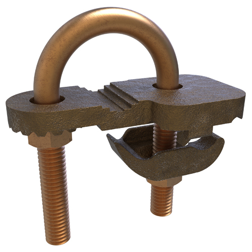 Permaground Copper Waterpipe Ground Clamp, Conductor Range 4/0-4, Pipe Size 1/2 to 1in, UL
