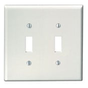 2-Gang Toggle Device Switch Wallplate, Midway Size, White