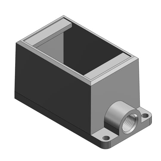 1/2 Inch Deep 1 Gang Cast Device Box, Gray Iron Zinc Plated, Dead End, Suitable for Wet Locations When Used with Gasketed Covers