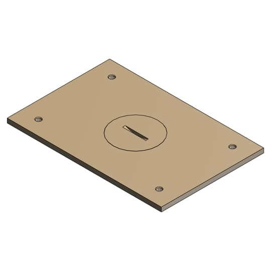 Cover Plate for Multi-Gang Floor Boxes for Power and Communications, Length 4-1/2 Inches, Width 3 Inches, 1 Inch NPS Plug, Brass