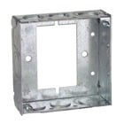 Square Box Extension Ring, 21 Cubic Inches, 4 Inch Square x 1-1/2 Inch Deep, 1/2 Inch and 3/4 Inch Eccentric Knockouts, Pre-Galvanized Steel