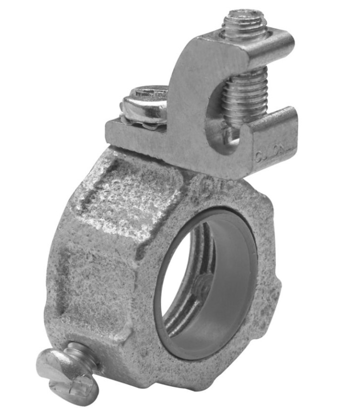 GLL12C Lazy-Lug Ground Bushing, 2-1/2 in Trade, 3/0 AWG Wire Min, 6 AWG Wire Max, Malleable Iron