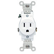 15 Amp, 125 Volt, Narrow Body Single Receptacle, Straight Blade, Commercial Grade, Grounding, Light Almond