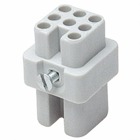 Female crimp terminal insert. For use with series D, 25 contacts with ground.