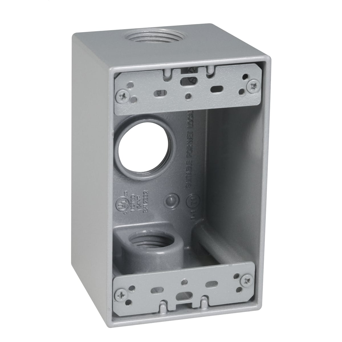 1-Gang 3-Hole 3/4 in. Deep Outlet Box - Silver