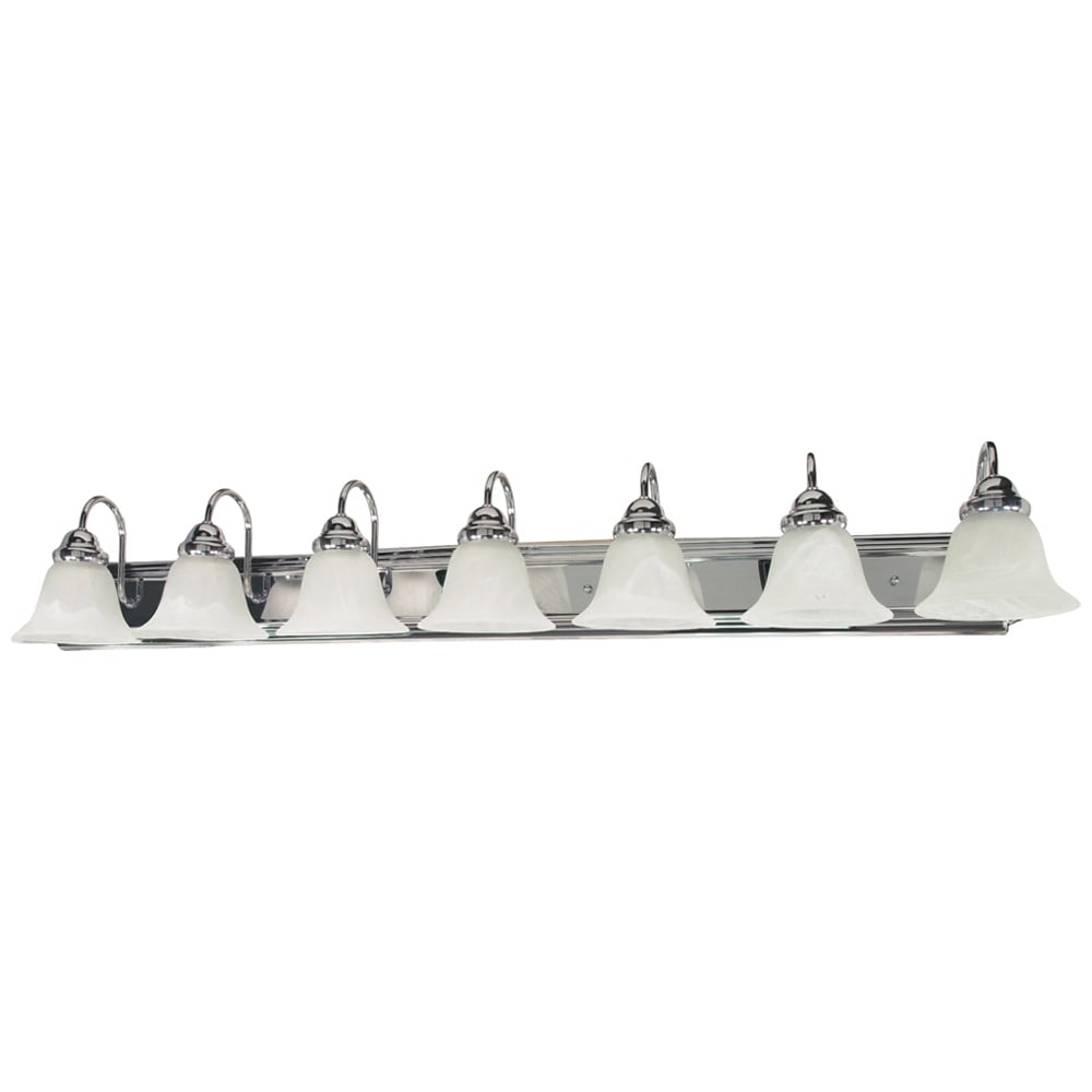 Ballerina - 7 Light - 48 - Vanity - w/ Alabaster Glass Bell Shades - Polished Chrome