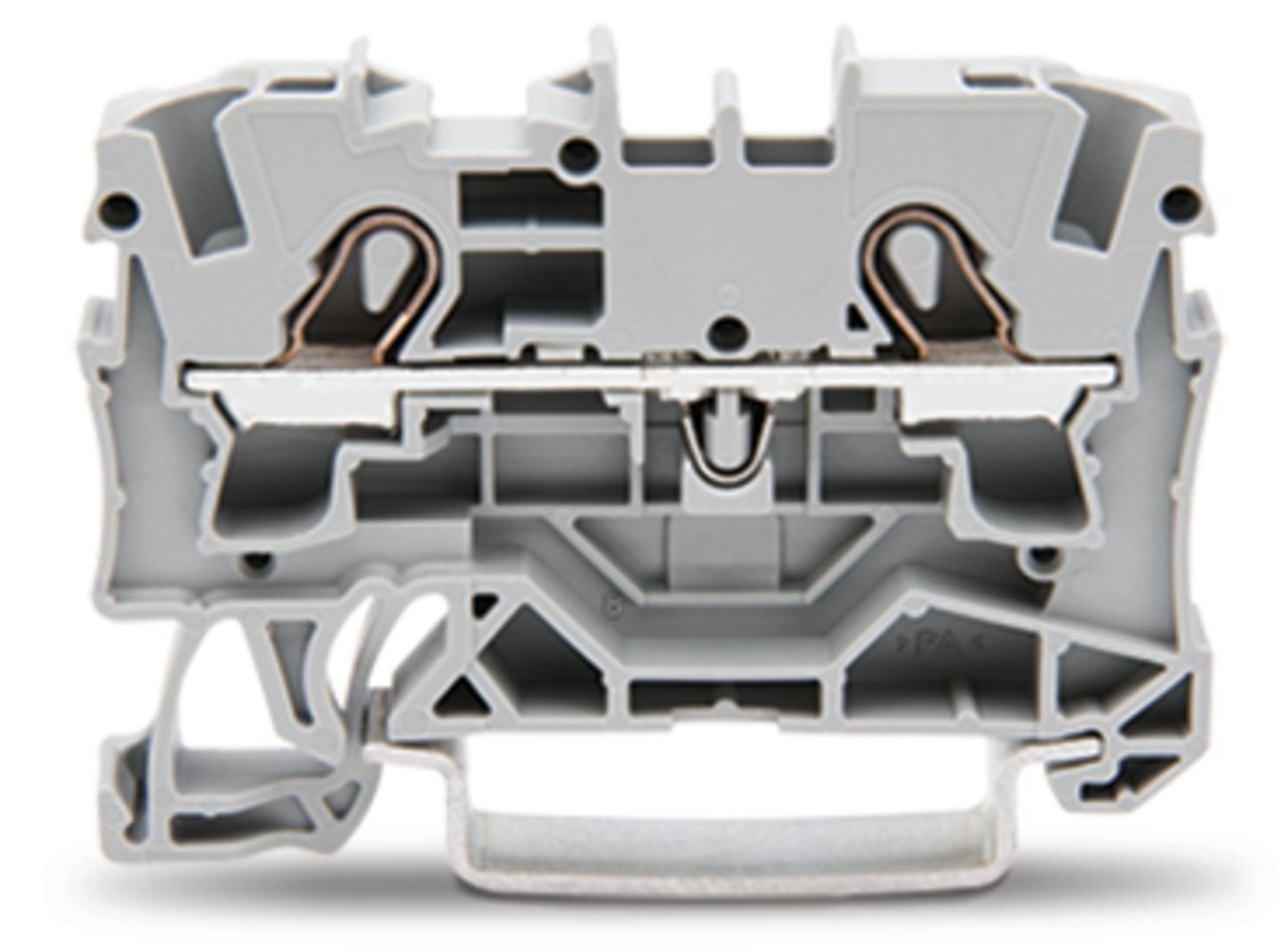 2-conductor through terminal block; 4 mm; suitable for Ex e II applications; side and center marking; for DIN-rail 35 x 15 and 35 x 7.5; Push-in CAGE CLAMP; 4,00 mm; gray