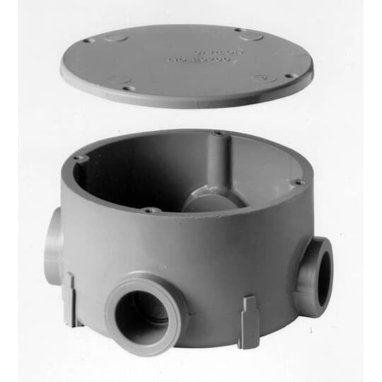 3/4 Inch Non-metallic round junction box with cover and reducers, Pack of 5