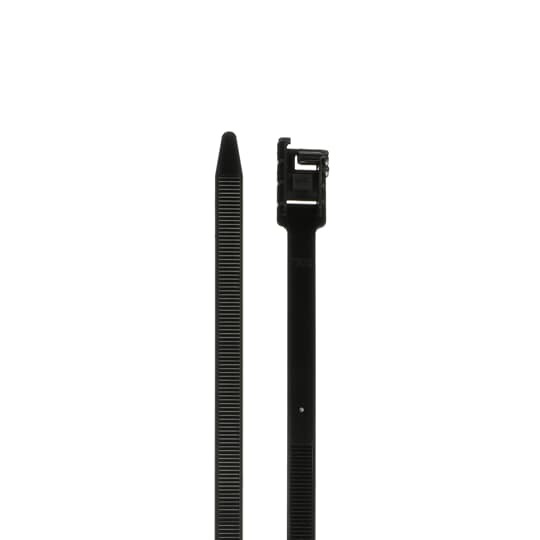 Releasable Lashing Cable Tie, Black Polyamide (Nylon 6.6) for temperatures up to 85 Degrees Celsius (185 F), Weather Resistant for Indoor or Outdoor Applications, Length of 483mm (19.01 Inches), Width of 12.7mm (0.5 Inch), Thickness of 2mm (0.78 Inch), Tensile Strength Rating of 890 Newtons (200 Pounds), Bulk Pack