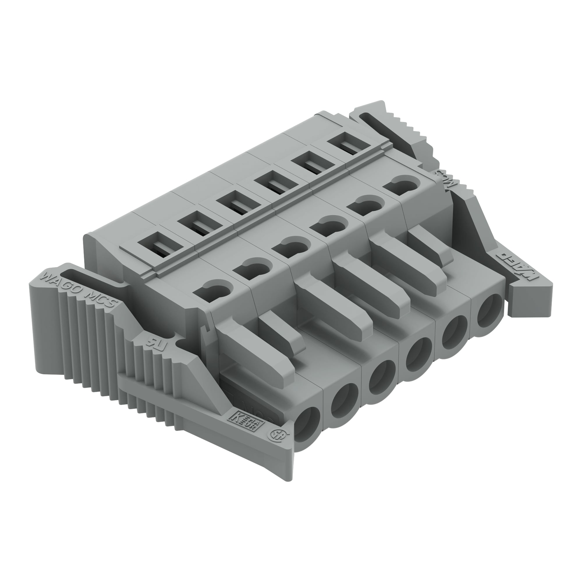 1-conductor female connector; CAGE CLAMP; 2.5 mm; Pin spacing 5 mm; 6-pole; Lateral locking  levers; 2,50 mm; gray