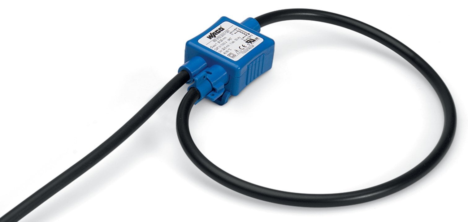 Rogowski coil; Primary rated current 1000 A; Output signal 22.5 mV per kA; Cable length 4.5 m; Feedthrough for measurement conductor 125 mm