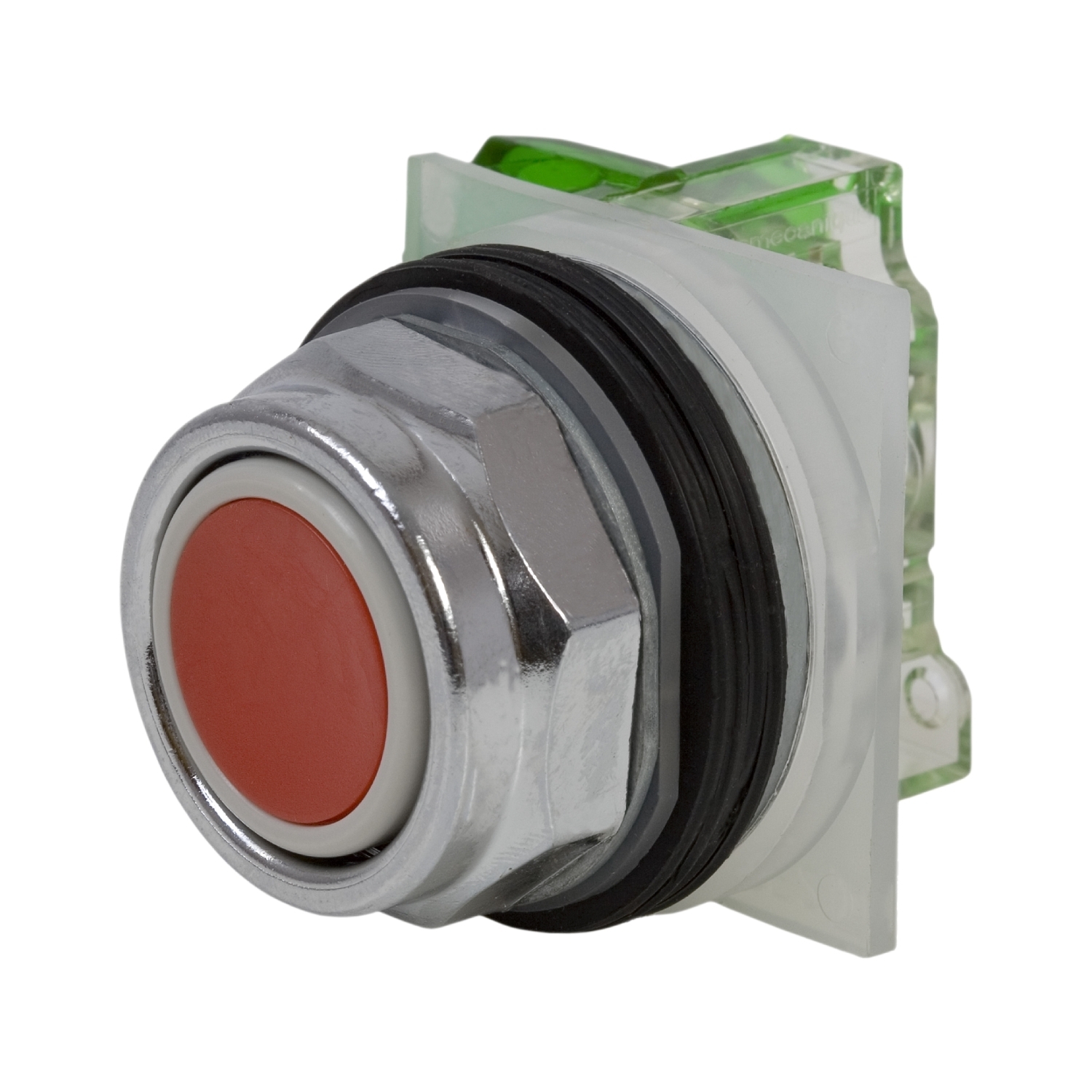 Push-button, Harmony 9001K, metal, flush, red, 30mm, spring return, 1 NO